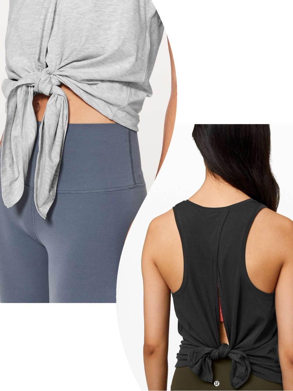 Lululemon set 2 Knot A Problem Tank Grey Sz 10 & All Tied Up Tank Black Sz 6